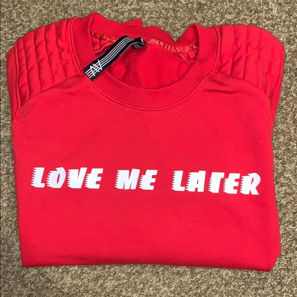 Amy & Ivy Red Graphic Pullover Sweatshirt Size L